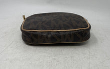 Load image into Gallery viewer, Michael Kors Womens Brown Monogram Leather Trim Zip Top Jet Set Crossbody Bag
