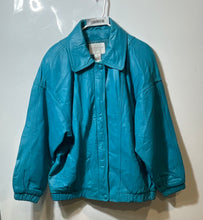 Load image into Gallery viewer, Nordstrom Womens Town Square Turquoise Leather Long Sleeve Jacket Size Medium
