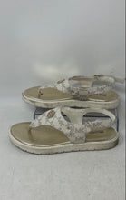 Load image into Gallery viewer, Michael Kors Girls White Gray Signature Print Flat Thong Sandals Size 4

