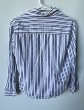 Load image into Gallery viewer, Zara Boys White Gray Striped Long Sleeve Check Pocket Button-Up Shirt Size 11-12
