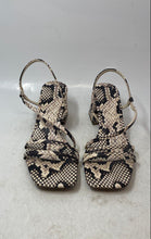 Load image into Gallery viewer, Zara Womens Brown Leather Snakeskin Print Block Heel Strappy Sandals Size 9
