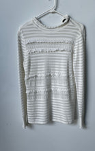 Load image into Gallery viewer, White House Black Market Womens Black Sheer Ruffle Knitted Blouse Top Size M

