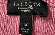 Load image into Gallery viewer, Talbots Womens Pink Argyle 3/4 Sleeve Button Front Cardigan Sweater Size 1X
