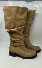 Load image into Gallery viewer, Luoika Womens Beige Wide Calf Slouchy Side-Zip Knee High Boots Size 10.5XW
