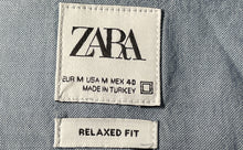 Load image into Gallery viewer, Zara Mens Navy Blue Cotton Long Sleeve Relaxed Fit Pockets Button-Up Shirt Sz M
