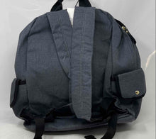 Load image into Gallery viewer, London Fog Womens Gray Black Denim Outer Pockets Adjustable Strap Backpack
