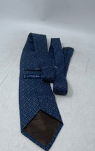 Load image into Gallery viewer, Lancel Paris Mens Blue Printed Silk Adjustable Keeper Loop Designer Tie
