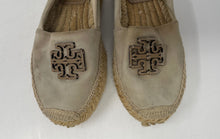 Load image into Gallery viewer, Authentic Tory Burch Womens Everly Brown Gray Espadrille Shoes 6.5M Damaged Worn
