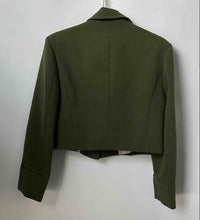 Load image into Gallery viewer, Zara Womens Green Notch Lapel Cropped Two-Button Blazer Jacket Size Small
