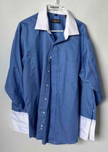 Load image into Gallery viewer, Donald J. Trump Mens Blue White Long Sleeve Non-Iron Dress Shirt Size 17.5 32/33

