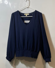 Load image into Gallery viewer, Michael Kors Womens Blue Long Sleeve V-Neck Blouse Top Size Medium
