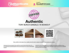 Load image into Gallery viewer, Authentic Tory Burch Womens Phoebe Cream Brown Leather Thong Sandals Size 7.5 M
