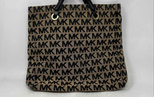 Load image into Gallery viewer, Michael Kors Womens Beige Black Signature Print Double Handle Lined Tote Bag
