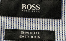 Load image into Gallery viewer, Hugo Boss Mens Blue Striped Sharp Fit Long Sleeve Dress Shirt Size 15.5
