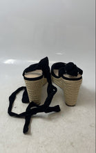 Load image into Gallery viewer, ZBY Womens Black Open Toe Tie Wedge Heel Platform Sandals Size 9.5
