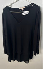 Load image into Gallery viewer, Michael Kors Womens Black Long Sleeve V-Neck Tunic Top Size Large
