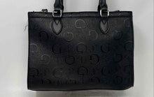 Load image into Gallery viewer, Guess Los Angeles Womens Black Monogram Embossed Faux Leather Satchel Handbag
