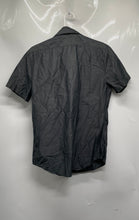 Load image into Gallery viewer, Express Mens Gray Cotton Short Sleeve Collared Slim-Fit Dress Shirt Sz M 15-15.5

