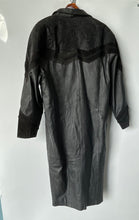 Load image into Gallery viewer, Springwest Womens Black Paisley Leather Long Sleeve Trench Coat Size Large
