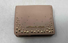Load image into Gallery viewer, Michael Kors Womens Nude Saffiano Leather Studded ID Window Snap Bifold Wallet
