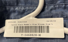 Load image into Gallery viewer, Calvin Klein Womens Blue Spread Collar Long Sleeve Button-Up Shirt Size Large
