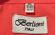 Load image into Gallery viewer, Berlioni Italy Mens Coral Long Sleeve Collared Button Front Dress Shirt Size 2XL
