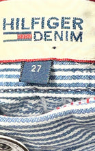 Load image into Gallery viewer, Tommy Hilfiger Womens Blue White Striped Print Pocket Denim Chino Shorts Size 27
