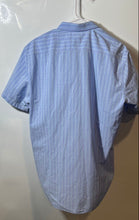 Load image into Gallery viewer, Hugo Boss Mens Light Blue Striped Short Sleeve Regular Fit Button-Up Shirt Sz L
