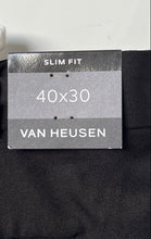 Load image into Gallery viewer, Van Heusen Mens Black Flat Front Pockets Slim Fit Dress Pants Sz 40W/30L W/Tags
