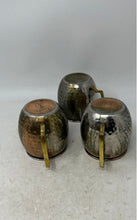 Load image into Gallery viewer, Silver-Tone Copper Brass Handle Hammered Moscow Mule Mugs Set Of 3 Pieces
