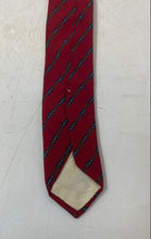 Load image into Gallery viewer, Carven Mens Red Striped Print Silk Adjustable Keeper Loop Formal Pointed Tie
