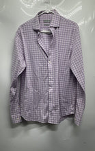 Load image into Gallery viewer, Michael Kors Mens Light Purple Plaid Slim Fit Stretch Dress Shirt Sz L 16 34/35
