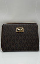 Load image into Gallery viewer, Michael Kors Womens Brown Signature Print Leather Zip-Around Tablet Cover
