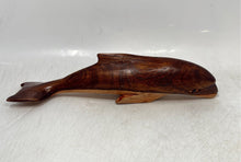 Load image into Gallery viewer, Brown Engraved Wood Home Decorative Dolphin Figurine Art Sculpture
