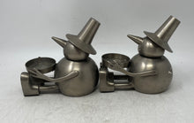 Load image into Gallery viewer, Set Of 2 Pcs Eddie Bauer Home Snowman Brushed Steel Votive Candle Holder

