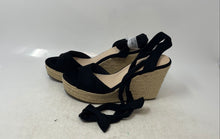 Load image into Gallery viewer, ZBY Womens Black Open Toe Tie Wedge Heel Platform Sandals Size 9.5
