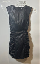 Load image into Gallery viewer, Zara Womens Black Sleeveless Crew Neck Back Zip Ruched Mini Dress Size XS
