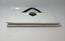 Load image into Gallery viewer, Crown Lewis Womens White Patent Leather Inner Pockets Framed Top Handle Handbag
