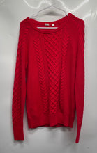 Load image into Gallery viewer, Gap Womens Red Cotton Cable-Knit Long Sleeve Crew Neck Pullover Sweater Size L
