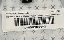 Load image into Gallery viewer, Express Mens White Print Slim 1MX Long Sleeve Collared Button-Up Shirt Size M
