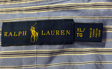 Load image into Gallery viewer, Ralph Lauren Mens Blue White Striped Cotton Long Sleeve Button-Up Shirt Size XL
