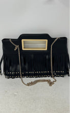 Load image into Gallery viewer, INC International Concepts Womens Black Studded Fringe Chain Strap Crossbody Bag

