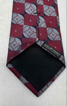 Load image into Gallery viewer, Murano Mens Red Gray Gridded Geometric Print Silk Adjustable Pointed Tie
