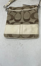 Load image into Gallery viewer, Coach Womens Brown Beige Signature Print Detachable Strap Zip Top Crossbody Bag

