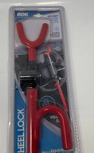 Load image into Gallery viewer, BDK Red Black Universal Fit Car Anti-Theft Steering Wheel Lock Factory Sealed
