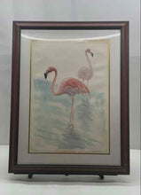 Load image into Gallery viewer, Wall Hanging Home Decor Flamingo Birds Framed Signed Charles H. Hibbins Print
