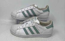Load image into Gallery viewer, Adidas Womens Superstar Blue White Leather Lace-Up Sneaker Shoes Size 7.5
