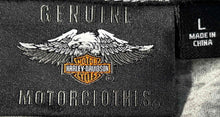 Load image into Gallery viewer, Harley-Davidson Womens Gray Black Short Sleeve V-Neck Graphic T-Shirt Size L
