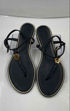 Load image into Gallery viewer, Authentic Tory Burch Womens Emmy Black Leather Flat Thong Sandals Size 9 M
