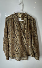 Load image into Gallery viewer, Michael Kors Womens Multicolor Snakeskin Print Surplice Front Blouse Top Size L
